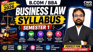 Business law Syllabus bcom 1st year | Business Law Sem 1st Syllabus 2026 | BCOM/BBA | CWG for BCOM