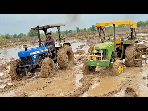 John Deere 5050 D stuck in Mud | New Holland 3630 Special Edition Pulled | 4x4 Tractor