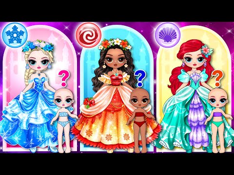 Disney Princesses and Their Babies Try New Dresses! | Best DIY Fashion Paper Dolls