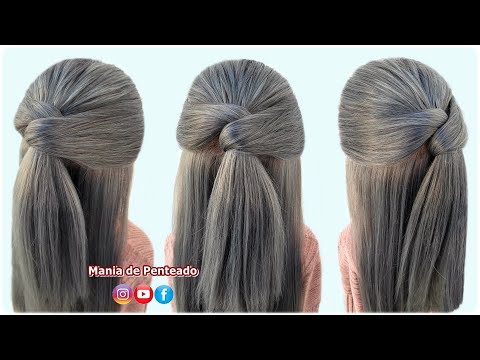 Penteado Fácil e Rápido com Cabelo Semi Preso 😍| Quick and Fast Ponytail Hairstyle for Girls 🥰💖