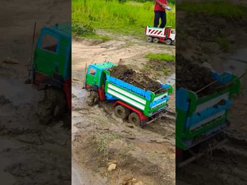 6x6 RC Dump Truck STRUGGLES Through Realistic Mud! #shortvideo #automobile #viral #rc #viral #shopee