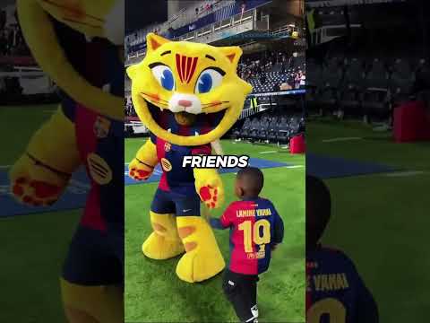 Barça’s mascot and Yamal’s brother surprised Raphinha’s son after the squirrel ignored him.🥹❤️‍🩹