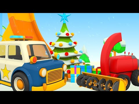 ¡Especial de Navidad! 🎄 Vehículos de servicio: coche de policía, quitanieves. Dibujos animados