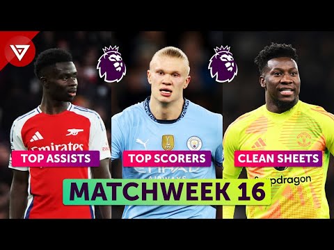 🔴 PREMIER LEAGUE TOP SCORERS, TOP ASSISTS & TOP CLEANSHEETS MATCHWEEK 16 - EPL 2024/25