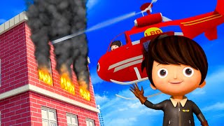 Fire Fighting Helicopter!🚁🔥 | 🚌Wheels on the BUS Songs! 🚌 Nursery Rhymes for Kids