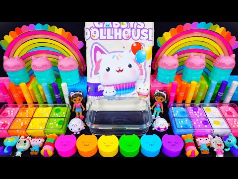 "Gabby's Dollhouse" Slime. Mixing Makeup into clear slime! 🌈ASMR🌈 #satisfying #슬라임 (575)