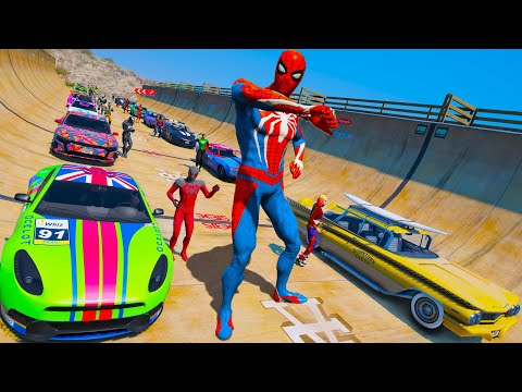 Novos Multi Military Rampa e Homem Aranha Desafio com Carros Bicicletas Epic New Stunt Racing GTA 5