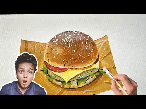 How to draw realistic burgers 🍔 drawing 😲😳#youtube #realastic #art #painting #burger