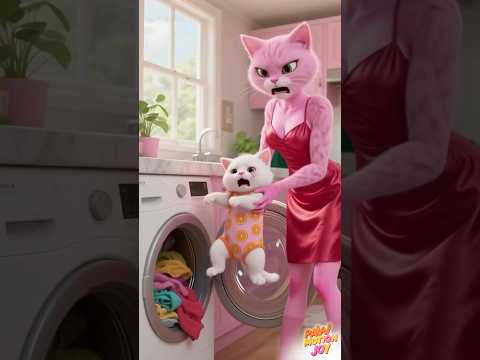 The kitten was put in the washing machine💔😭...THEN this happened. #cartoon #cat #animation