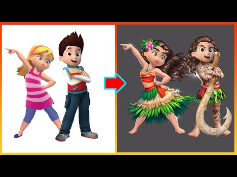 Ryder Katie Paw Patrol TRANSFORMATION Moana Disney - Paw Patrol GLOW UP