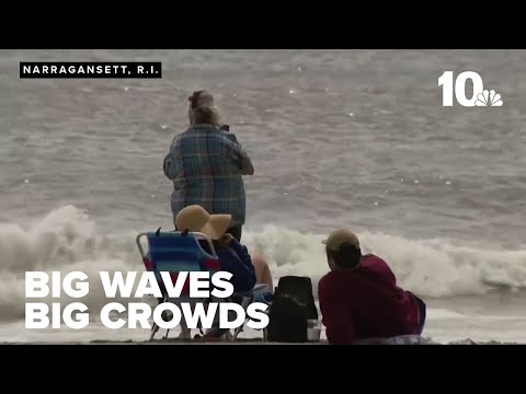 YouTube video thumbnail: Big Waves Draw Big Crowds to Rhode Island Coastline