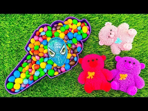 Satisfying ASMR Video | Rubber Bear with Sweet Skittles & Mixing Slime in Ice Cream Relaxing