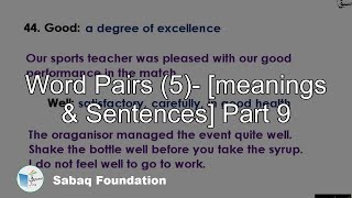 Word Pairs (5)- [meanings   &   Sentences] Part 9