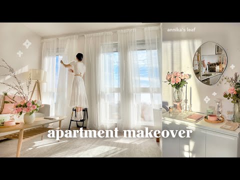 apartment makeover vlog 🏡🌷 HUGE transformation, new curtains & bedding, pinterest decor aesthetic