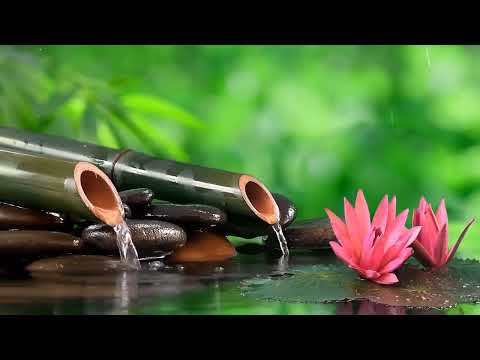 Música relajante de piano para spa 🌿 Música relajante para dormir, fuente de agua de bambú