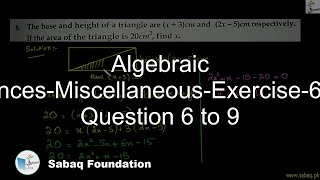 Algebraic Sentences-Miscellaneous-Exercise-6-From Question 6 to 9