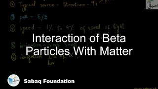 Interaction of Beta Particles With Matter