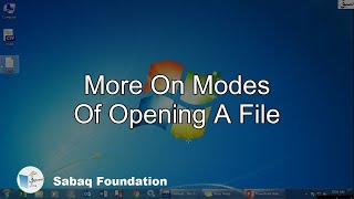More on Modes of opening a file