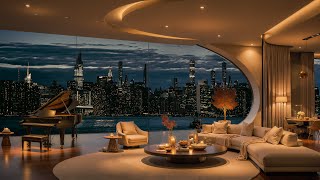 Luxury Living Room Jazz 🌃 | Smooth Jazz & Cozy City Night Ambience for Relaxation