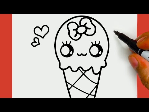 HOW TO DRAW A CUTE ICE CREAM CONE, STEP BY STEP, DRAW Cute things