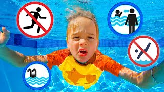 Crianças aprendem regras de segurança na piscina