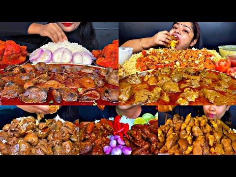 ASMR EATING SPICY CHICKEN KALEJI CURRY WITH RICE | BEST INDIAN FOOD MUKBANG |Foodie India|