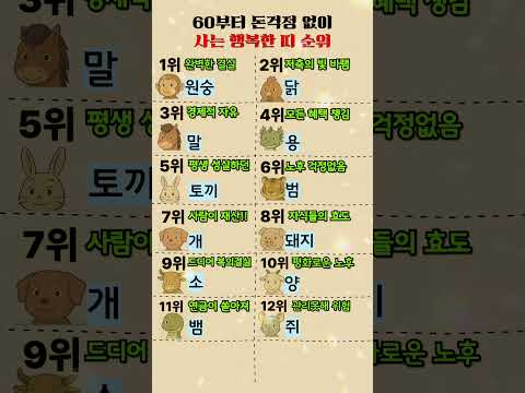 60부터 돈걱정없이 사는 행복한 띠 순위