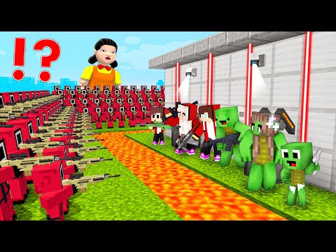 Mikey & JJ Family Security House vs SQUID GAME in Minecraft - Maizen Challenge