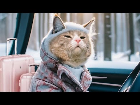 Нюансы кошачьих путешествий зимой | #котикивидео #смешныекоты