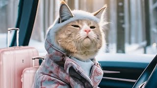 Нюансы кошачьих путешествий зимой | #котикивидео #смешныекоты