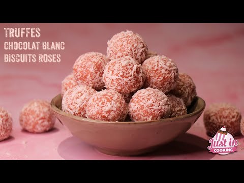 ♡ Recette de Truffes Chocolat Blanc Biscuits Roses de Reims et Vanille pour la Saint-Valentin ♡