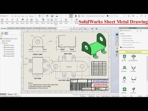 SolidWorks Sheet Metal Drawing Tutorial-Exercise 245