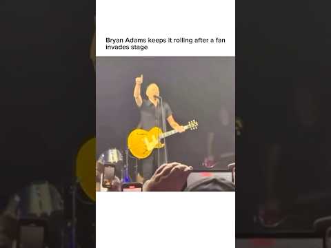 Fan Crashes Bryan Adams Concert… and He Doesn’t Miss a Beat! 🎸🔥 #music #fyp