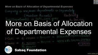 More on Basis of Allocation of Departmental Expenses