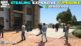 BIGGEST ROBBERY IN GTA V STEALING EXPENSIVE SUPER BIKE | GTA 5 GAMEPLAY #1