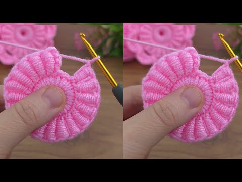 wow~♡ 👍💯Crochet flower motif expression with spiral model #crochet #knitting