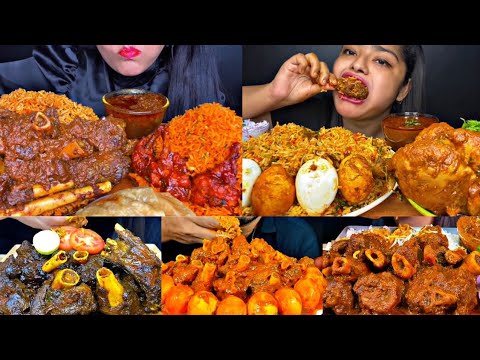 ASMR EATING SPICY MUTTON CURRY, CHICKEN BIRYANI, EGGS | BEST INDIAN FOOD MUKBANG |Foodie India|