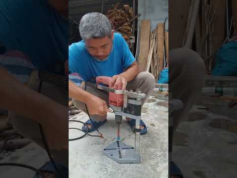 Hand drill converted into bench drill stand High performance utility tools New tools Woodworking