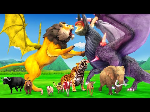 Giant Lion Amazing Story | विशाल पंखों वाला शेर बाघ और काला डायनासोर से दुश्मनी  Bagh Sher Ki Kahani