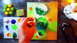 Dots & Circles Abstract Painting | Acrylics | Painting Techniques | ASMR Happy & Vibrant Art
