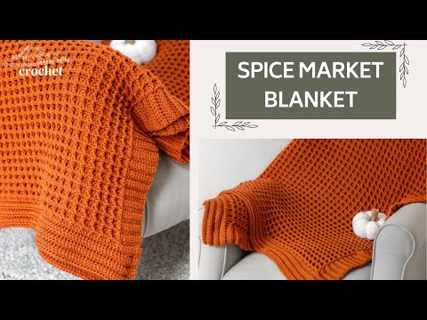 How to CROCHET: Autumn WAFFLE STITCH Blanket with BUILT IN Border | 11 SIZES | Spice Market Throw