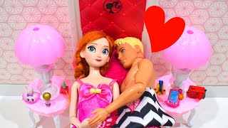 💕BARBIE & KEN MORNING ROUTINE💕BEDROOM BATHROOM DOLL HOUSE💕POUPÉE BARBIE💕ROUTINE DU MATIN