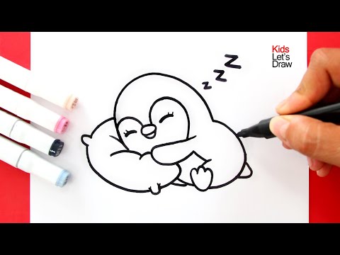 Cómo dibujar un Bebé Pingüino Kawaii durmiendo | How to Draw a Cute Sleeping Baby Penguin