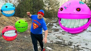 Pacman in Real Life - Dad Vs Pac-man!