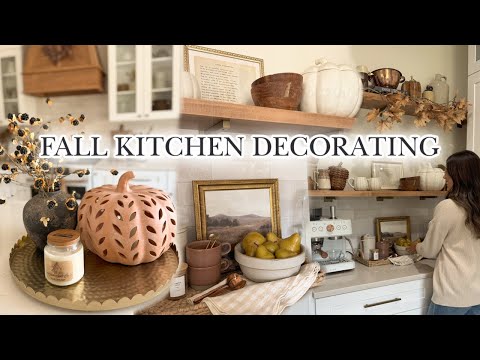 *KITCHEN* FALL DECORATE WITH ME 2024 | fall coffee bar, shelf styling, and cozy fall kitchen decor