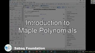 Introduction to Maple Polynomials