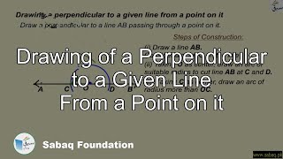 Drawing of a Perpendicular to a Given Line From a Point on it