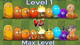 All NUT & DEF Plants Level 1 vs Max Level - Who Will Win? - Pvz2 Plant vs Plant
