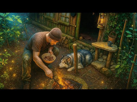 Back to basics Instinct  - Bushcraft Trip woods shelter cooking building with my baby boy Tarok