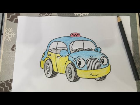 Color the picture of a cute taxi car